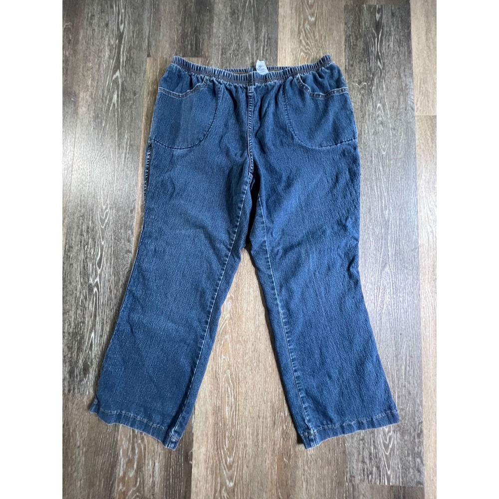 Just My Size Bootcut Jeans Womens 2XG Petite Blue Black Denim Elastic Waist 4587